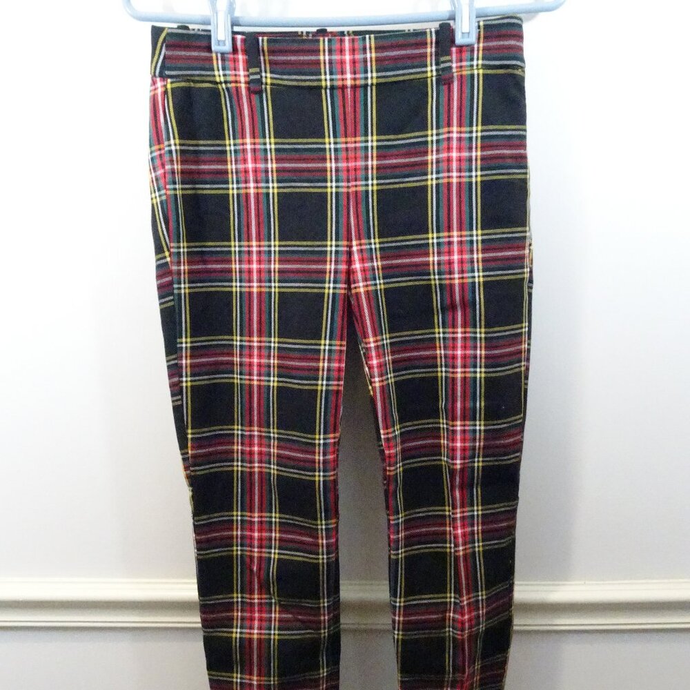 J Crew Women’s Size 0 Classic Black Stewart Tartan Plaid Winnie Pants NWT AT550
